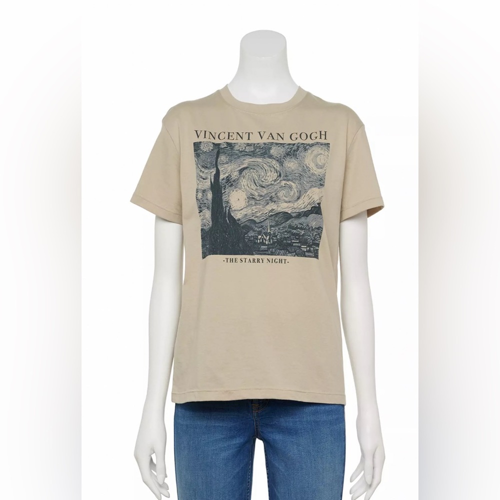 Mighty fine Juniors Vincent van‎ Gogh "The Starry Night" Tee top shirt size XL